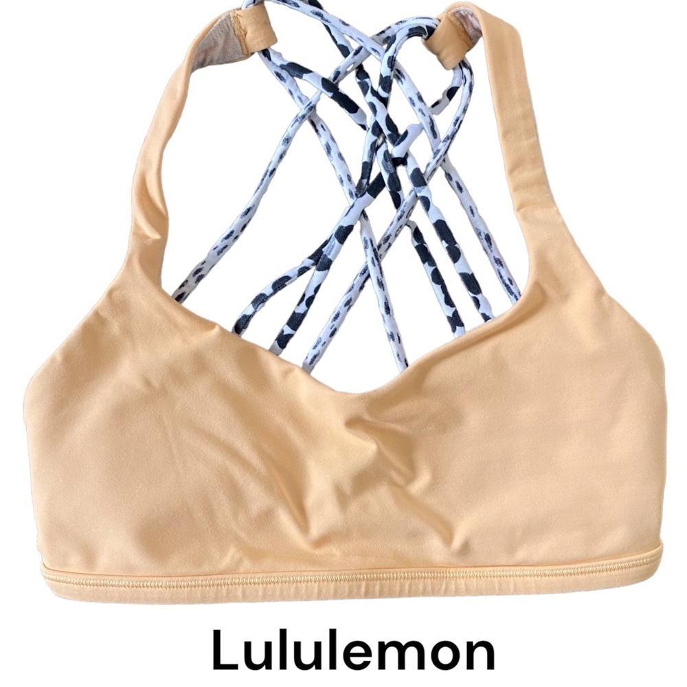 LULULEMON peach orange padded strappy sports bra Size 4